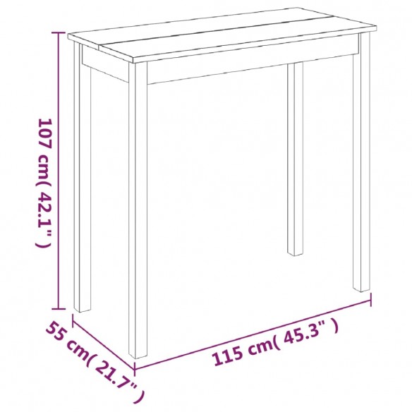 Table de bar MDF noir 115x55x107 cm