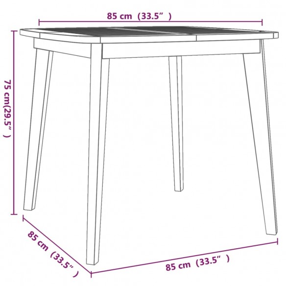 Table de jardin 85x85x75 cm Bois d'acacia solide