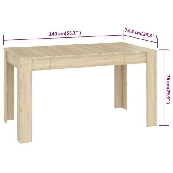 Table de salle à manger Chêne sonoma 140x74,5x76 cm Aggloméré