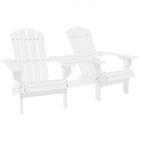 Chaises de jardin Adirondack avec table Bois de sapin Blanc