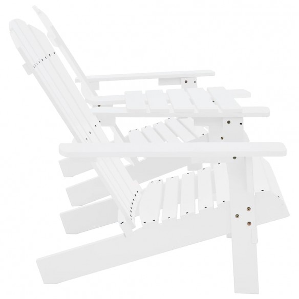 Chaises de jardin Adirondack avec table Bois de sapin Blanc