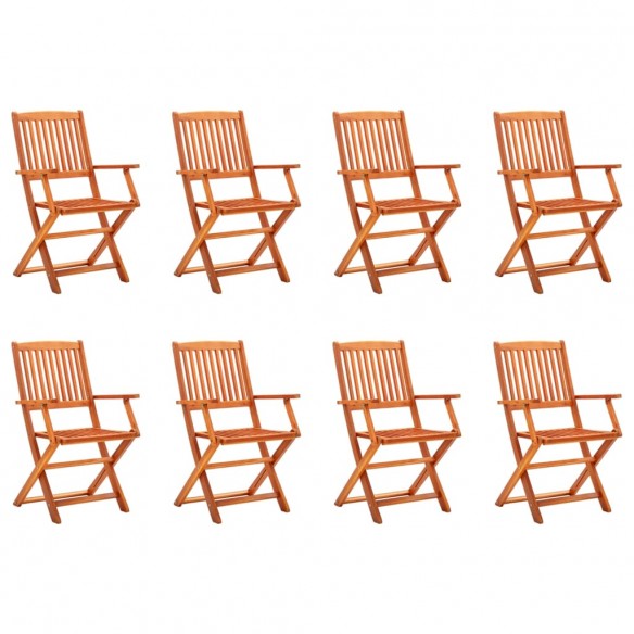 Chaises de jardin pliables 8 pcs Bois d'eucalyptus massif