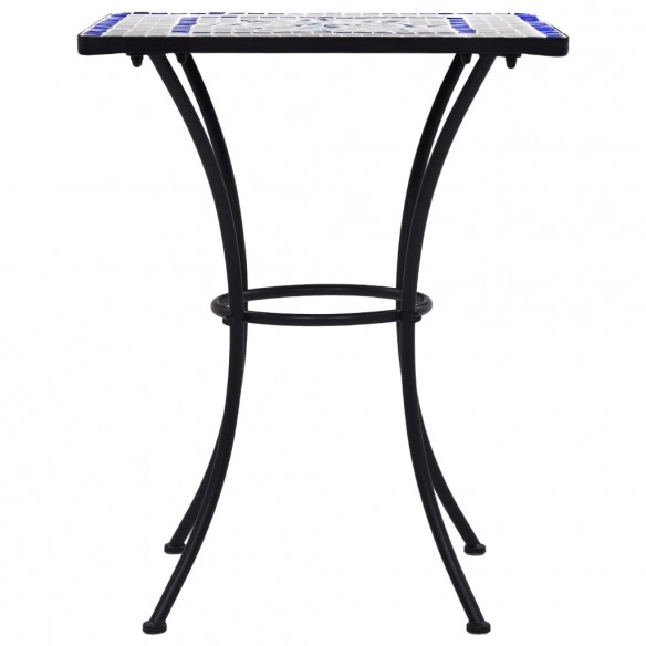 Table de bistro mosaïque Bleu et blanc 60 cm  Céramique