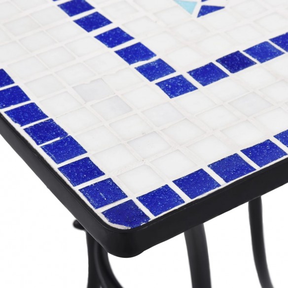 Table de bistro mosaïque Bleu et blanc 60 cm  Céramique