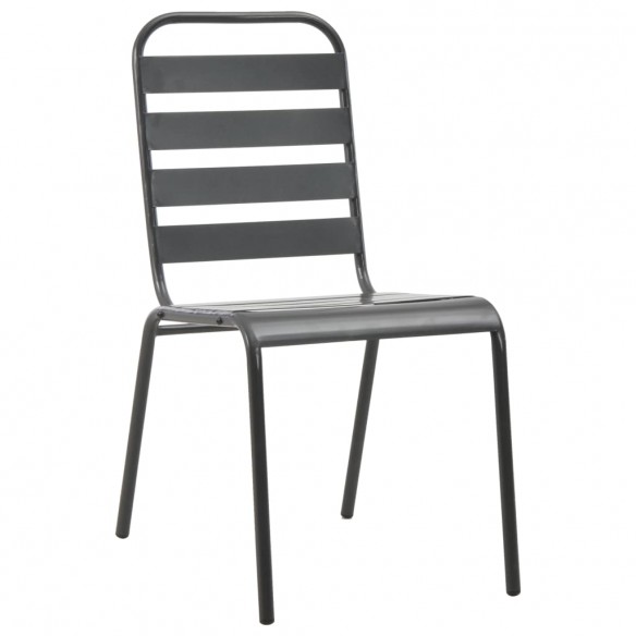 Chaises d'extérieur 4 pcs Design à lattes Acier Gris foncé