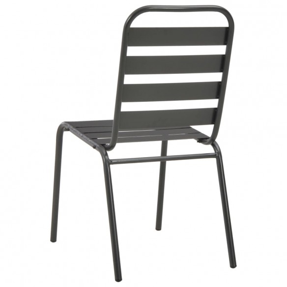 Chaises d'extérieur 4 pcs Design à lattes Acier Gris foncé