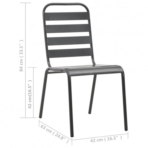 Chaises d'extérieur 4 pcs Design à lattes Acier Gris foncé