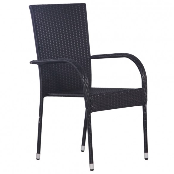 Chaises empilables d'extérieur 4 pcs Résine tressée Noir