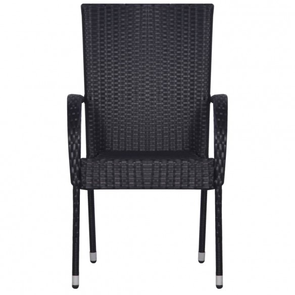 Chaises empilables d'extérieur 4 pcs Résine tressée Noir