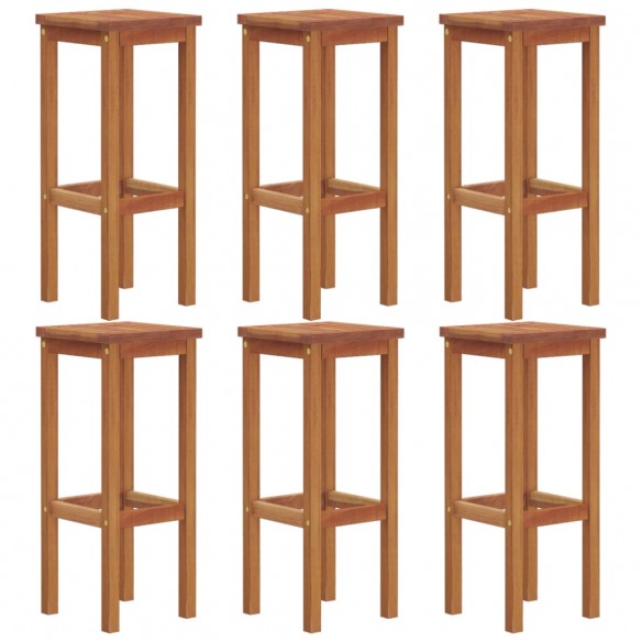 Tabourets de bar lot de 6 bois massif d'acacia