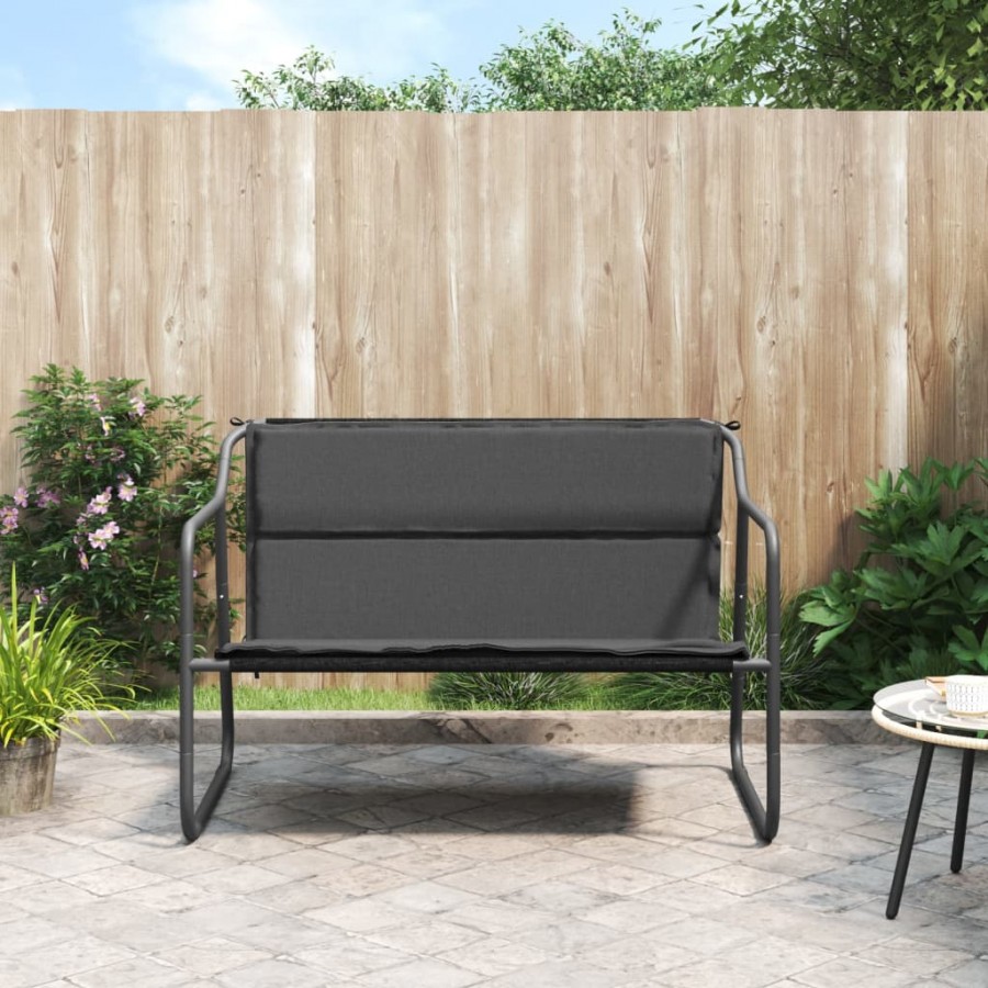 Banc de jardin à 2 places avec coussin anthracite acier