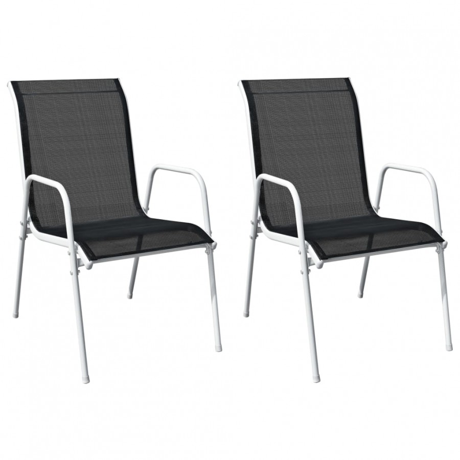 Chaises empilables de jardin 2 pcs Acier et textilène Noir