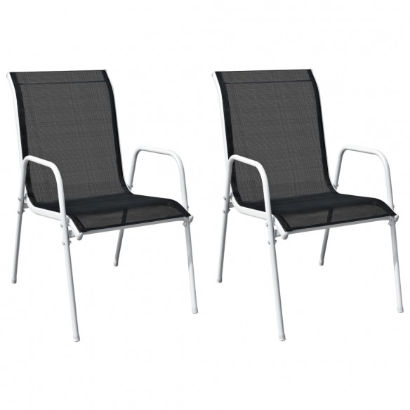 Chaises empilables de jardin 2 pcs Acier et textilène Noir