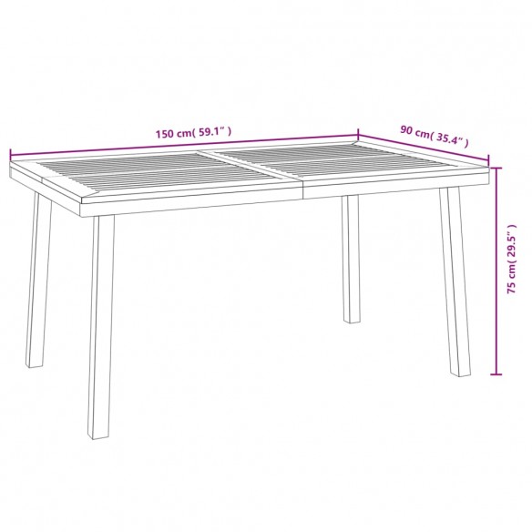 Table de jardin 150x90x75 cm Bois d'acacia solide