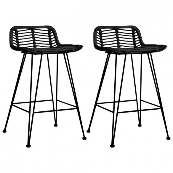 Chaises de bar lot de 2 noir Rotin