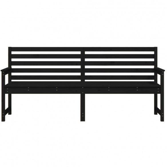 Banc de jardin noir 203,5x48x91,5 cm bois massif de pin