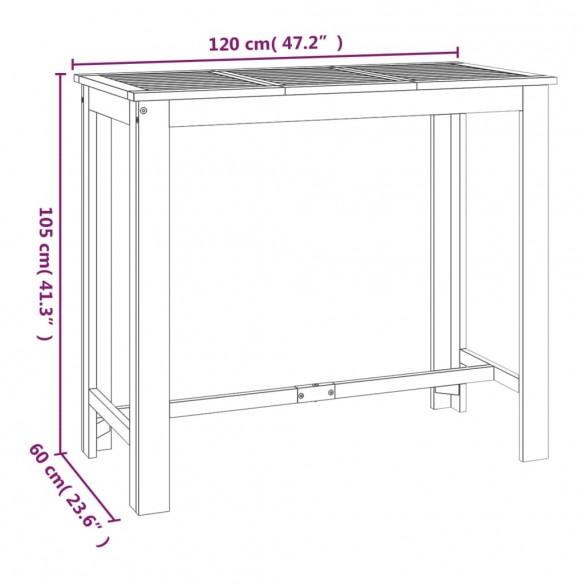 Table de bar de jardin 120x60x105 cm Bois d'acacia solide