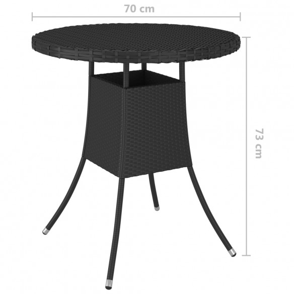 Table de jardin Noir 70x70x73 cm Résine tressée