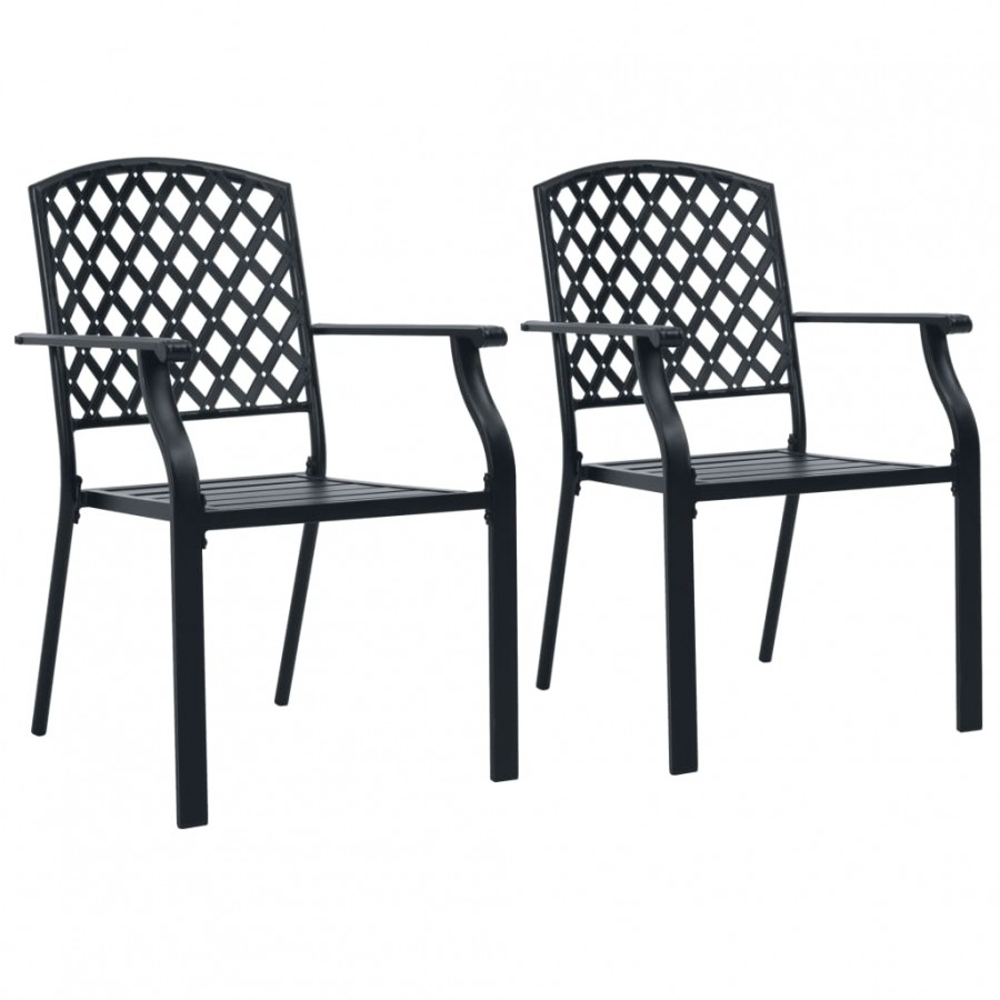 Chaises empilables d'extérieur 2 pcs Acier Noir