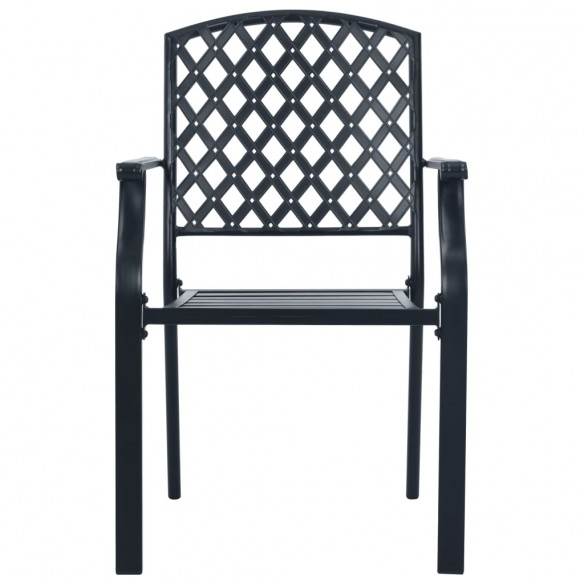 Chaises empilables d'extérieur 2 pcs Acier Noir