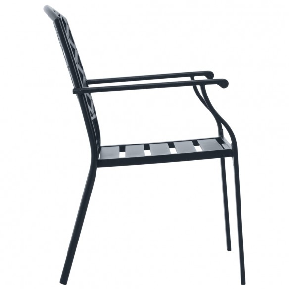 Chaises empilables d'extérieur 2 pcs Acier Noir