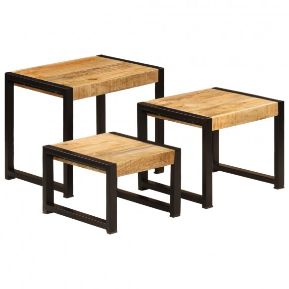 Tables gigognes 3 pcs Bois solide de manguier