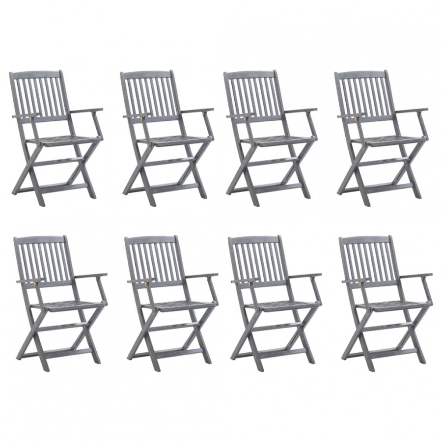 Chaises pliables d'extérieur 8 pcs Bois d'acacia solide