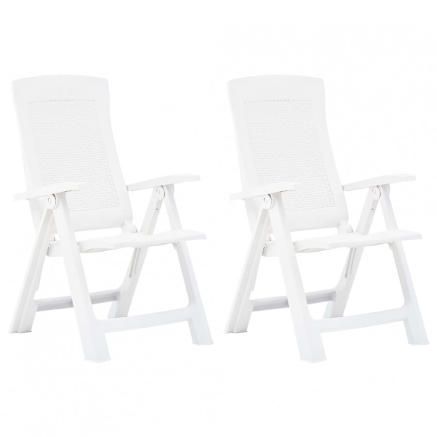 Chaises inclinables de jardin 2 pcs Plastique Blanc