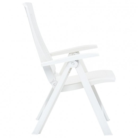 Chaises inclinables de jardin 2 pcs Plastique Blanc