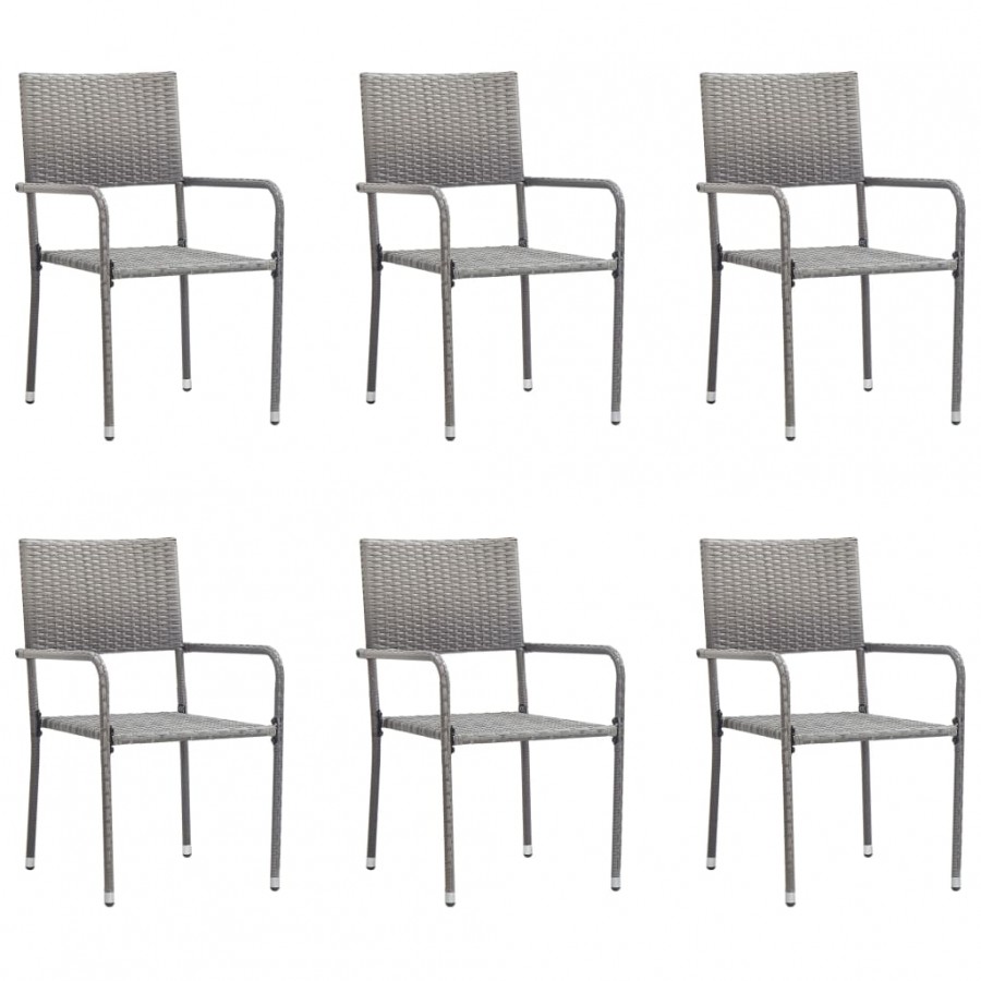 Chaises à dîner d'extérieur 6 pcs Résine tressée Anthracite