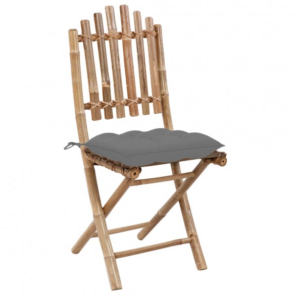 Chaises pliables de jardin 2 pcs avec coussins Bambou