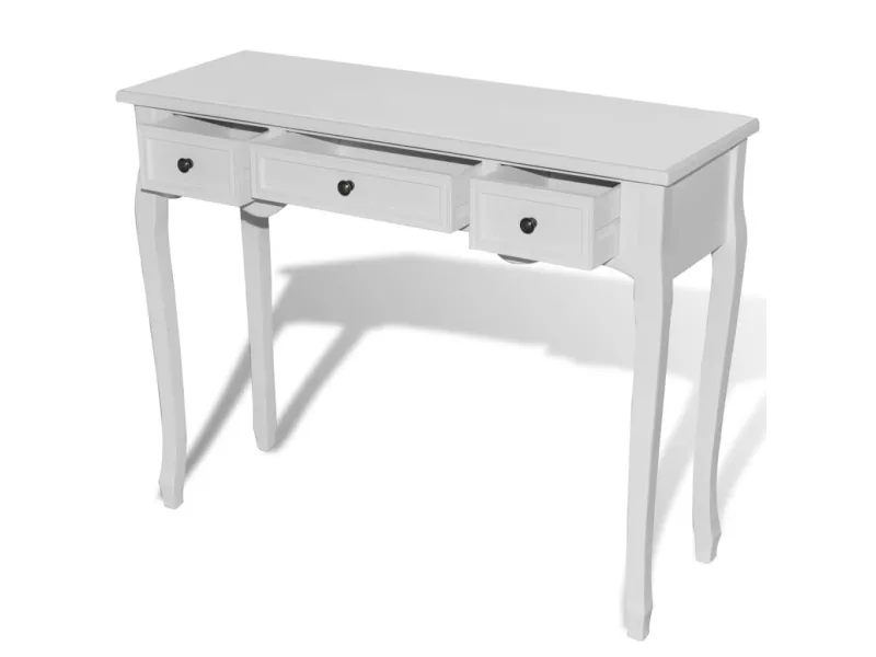 Table de console et coiffeuse avec 3 tiroirs Blanc