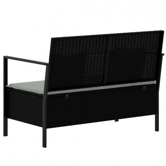 Banc de Jardin à 2 Places avec Coussins Noir Résine Tressée