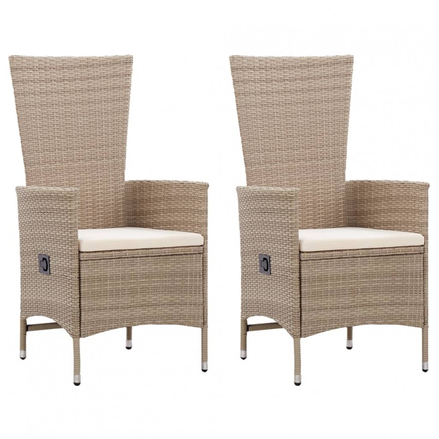 Chaises d'extérieur 2 pcs avec coussins Résine tressée Beige