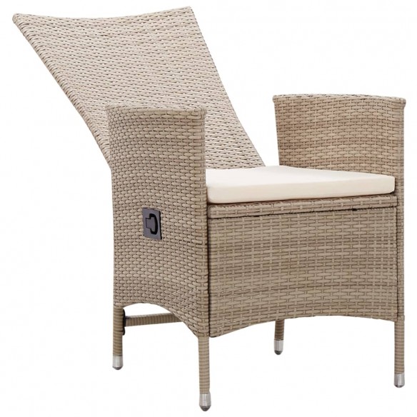 Chaises d'extérieur 2 pcs avec coussins Résine tressée Beige