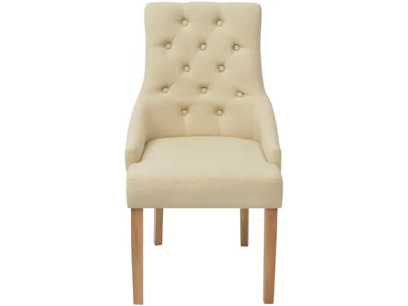 Chaises à manger lot de 2 crème tissu