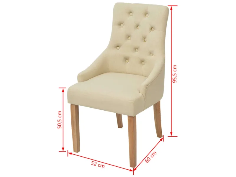 Chaises à manger lot de 2 crème tissu