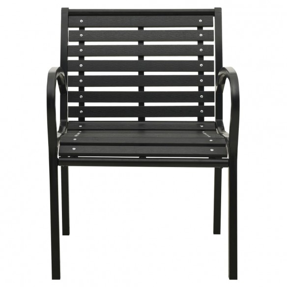 Chaises de jardin 2 pcs Acier et WPC Noir