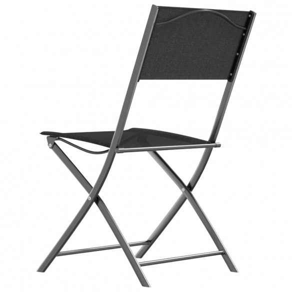 Chaises d'extérieur pliables 2 pcs Noir Acier et textilène