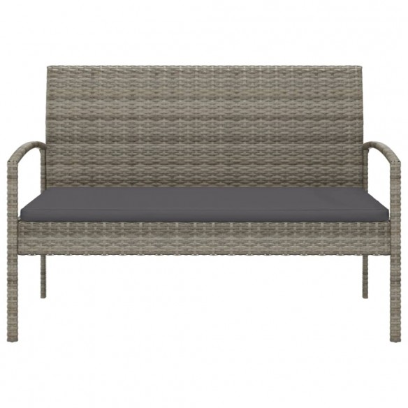 Banc de jardin avec coussin gris 105 cm résine tressée