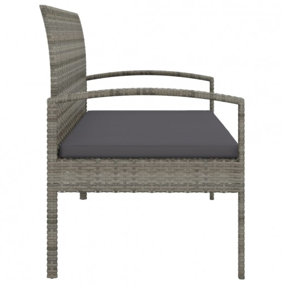 Banc de jardin avec coussin gris 105 cm résine tressée