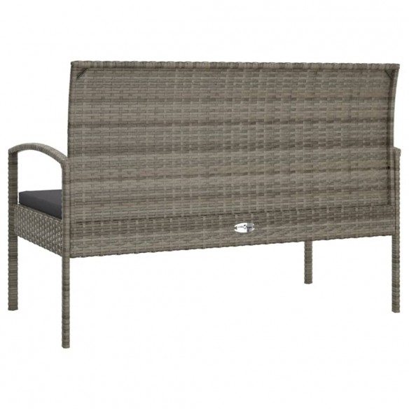 Banc de jardin avec coussin gris 105 cm résine tressée