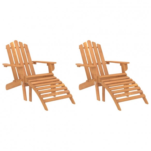 Chaises Adirondack de jardin repose-pieds 2 pcs Bois d'acacia