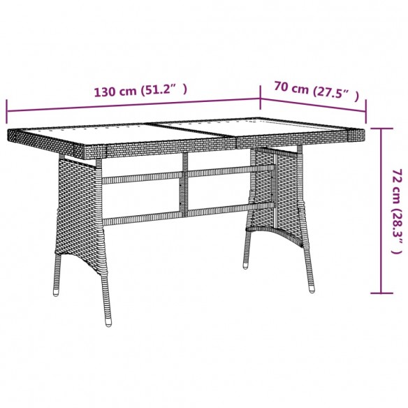 Table de jardin Gris 130x70x72 cm Résine tressée et acacia