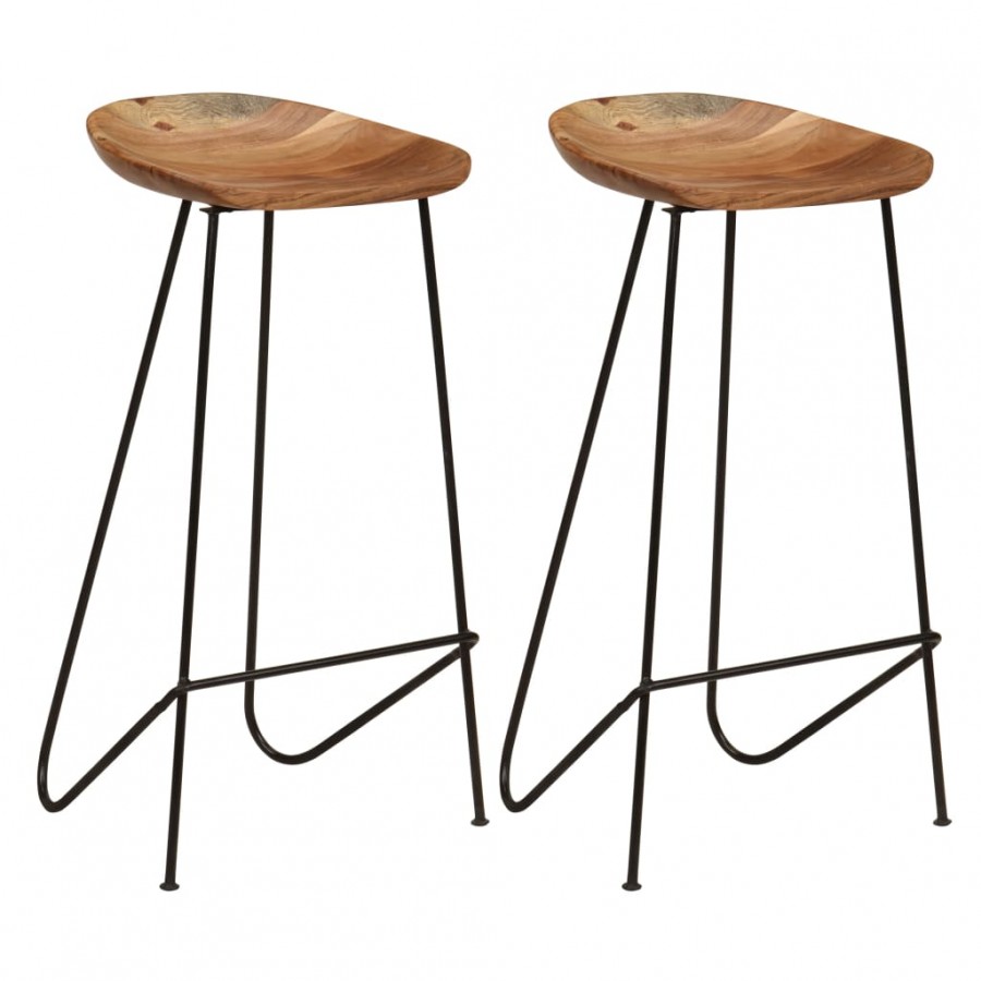 Tabourets de bar lot de 2 bois d'acacia massif