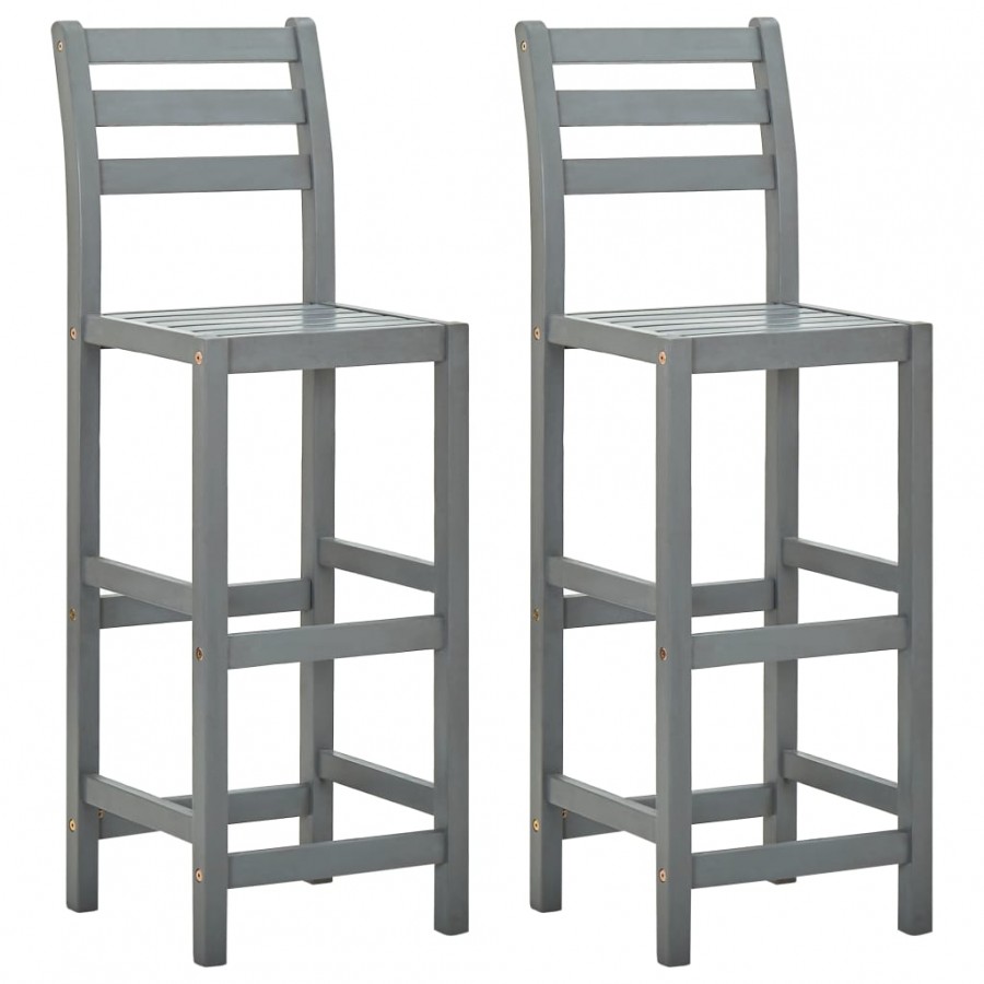 Tabourets de bar lot de 2 gris bois d'acacia massif