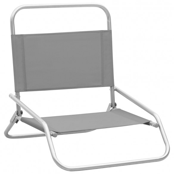 Chaises de plage pliables 2 pcs Gris Tissu