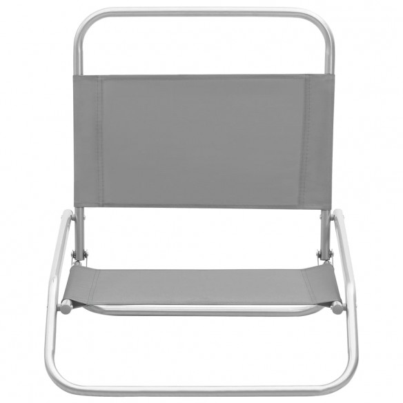 Chaises de plage pliables 2 pcs Gris Tissu