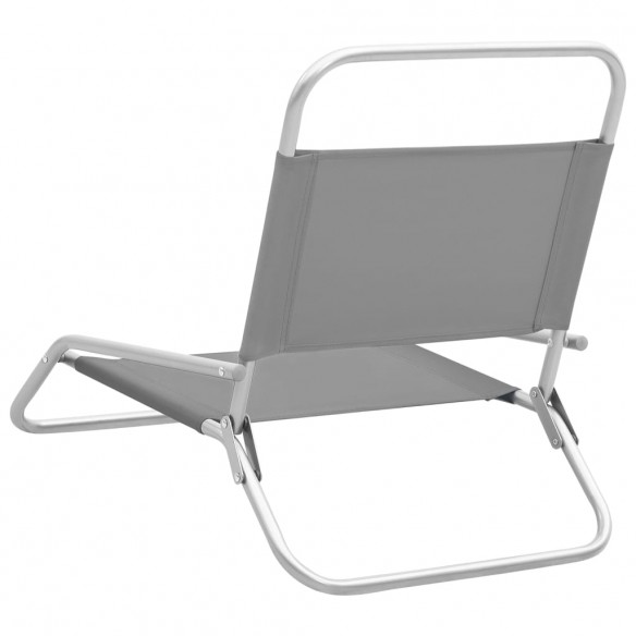 Chaises de plage pliables 2 pcs Gris Tissu