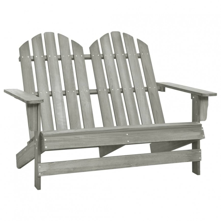 Chaise de jardin Adirondack 2 places Bois de sapin massif Gris